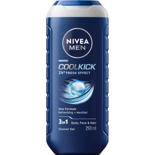 Гель для душу NIVEA MEN Cool Kick Заряд свіжості для тіла, обличчя та волосся 250 мл